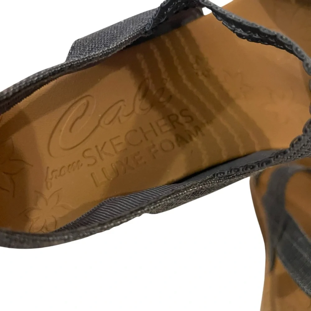 Women's SKECHERS Beverley Wedges Sandals Shoes Blue - Picture 5 of 7